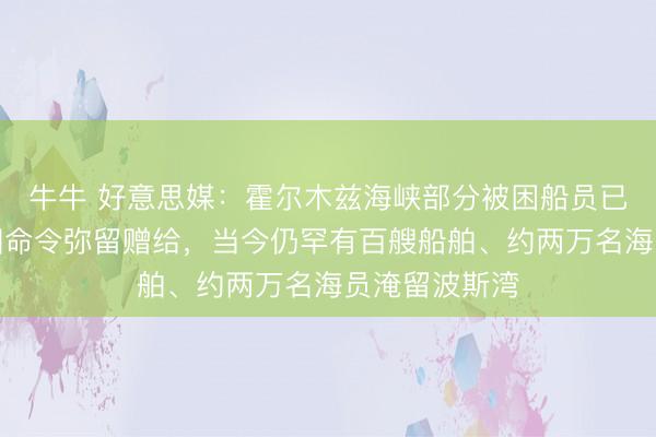 牛牛 好意思媒：霍尔木兹海峡部分被困船员已受难，连合国命令弥留赠给，当今仍罕有百艘船舶、约两万名海员淹留波斯湾