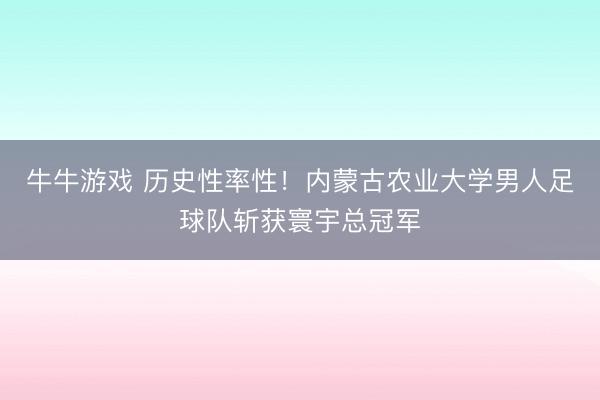 牛牛游戏 历史性率性！内蒙古农业大学男人足球队斩获寰宇总冠军